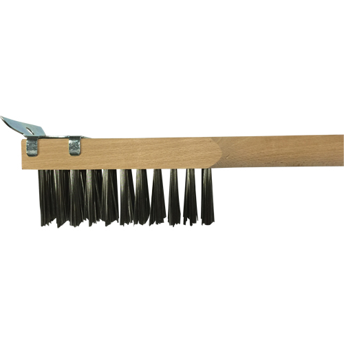 Scratch Brush With Scraper, Stainless Steel, 3 x 10 Wire Rows, 20" Long D. Morneault & Fils
