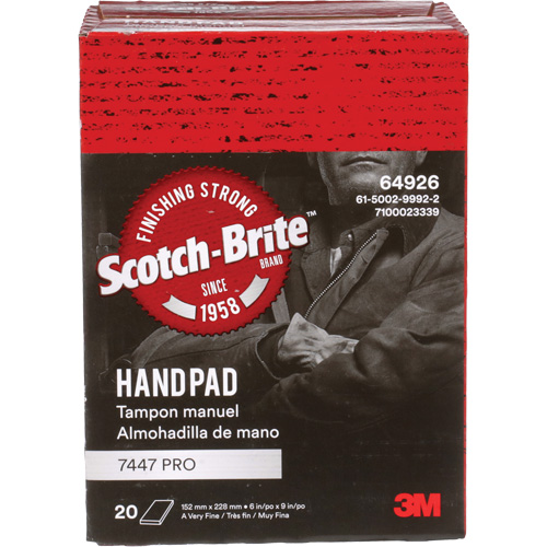 Scotch-Brite 7447 Hand Pads, Aluminum Oxide, 9" x 6", Very Fine Grit D. Morneault & Fils