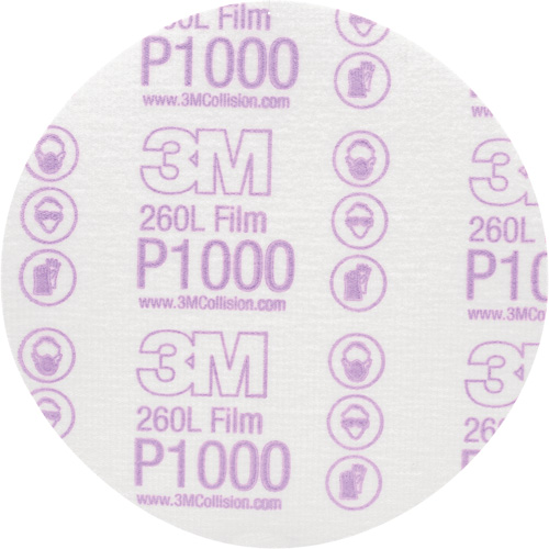 Hookit Finishing Film Disc, 6" Dia., P1000 Grit, Aluminum Oxide, Film D. Morneault & Fils