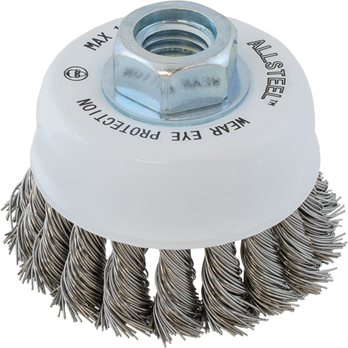 ALLSTEEL Wire Brush, 3" Dia. x 5/8"-11 Arbor D. Morneault & Fils