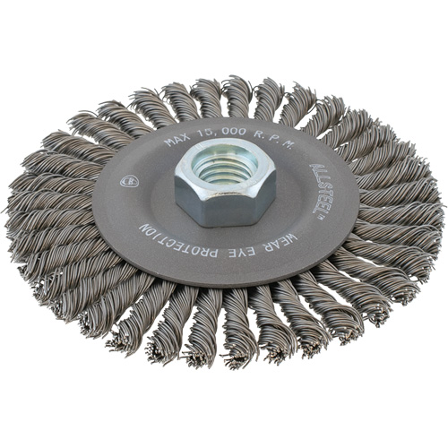 ALLSTEEL Stringer Bead Wire Brush, 4-1/2" Dia., 0.02" Fill, 5/8"-11 Arbor, Steel D. Morneault & Fils