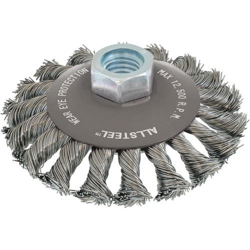 AllSteel Wire Brush, 4" Dia., 0.02" Fill, 5/8"-11 Arbor, Steel D. Morneault & Fils