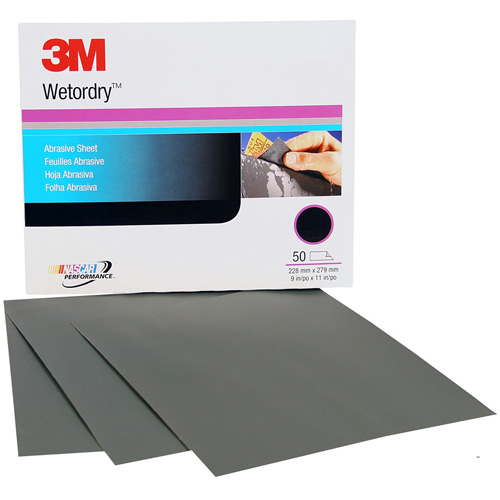 Feuille abrasive Wetordry, 9" x 11", Grain P220, Oxyde d'aluminium D. Morneault & Fils