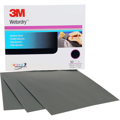 Feuille abrasive Wetordry, 9" x 11", Grain P500, Oxyde d'aluminium D. Morneault & Fils