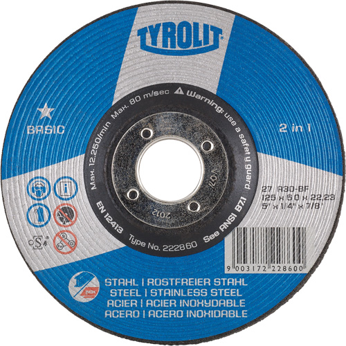 Depressed Centre Grinding Wheel, 6" x 1/4", 7/8" Arbor, Type 27 D. Morneault & Fils