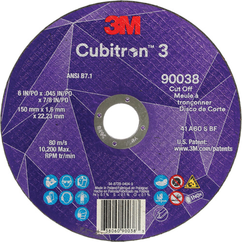 Meule &agrave; tronçonner Cubitron 3, 6" x 0,045", Type T27, C&eacute;ramique, 10 200 Tr/min D. Morneault & Fils