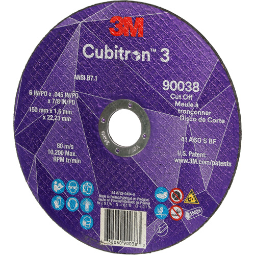Meule &agrave; tronçonner Cubitron 3, 6" x 0,045", Type T27, C&eacute;ramique, 10 200 Tr/min D. Morneault & Fils