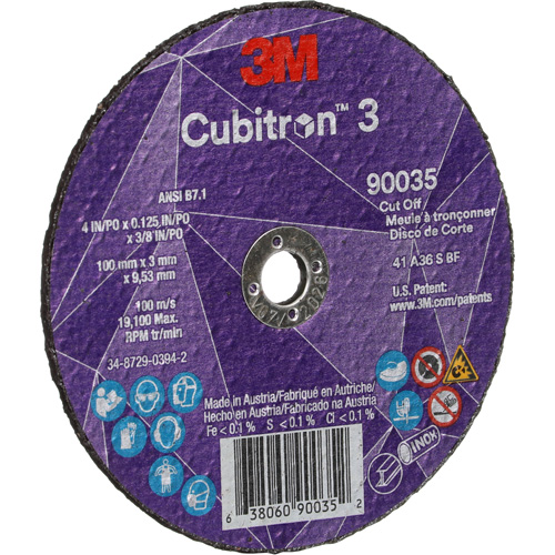 Meule &agrave; tronçonner Cubitron 3, 4" x 1/8", Arbre de 3/8", Type T1, C&eacute;ramique, 21000 Tr/min D. Morneault & Fils