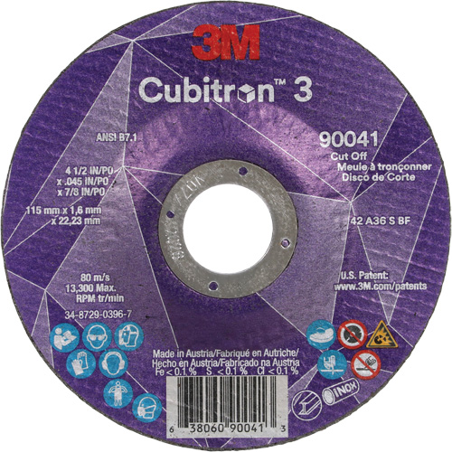 Meule &agrave; tronçonner Cubitron 3, 4-1/2" x 0,045", Arbre de 7/8", Type T27, C&eacute;ramique, 13 300 Tr/min D. Morneault & Fils