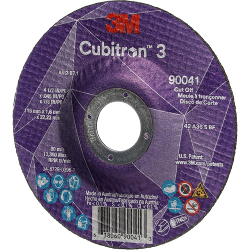 Meule &agrave; tronçonner Cubitron 3, 4-1/2" x 0,045", Arbre de 7/8", Type T27, C&eacute;ramique, 13 300 Tr/min D. Morneault & Fils