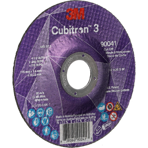 Meule &agrave; tronçonner Cubitron 3, 4-1/2" x 0,045", Arbre de 7/8", Type T27, C&eacute;ramique, 13 300 Tr/min D. Morneault & Fils