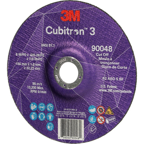 Cubitron 3 Cut-Off Wheel, 6" x 0.045", 7/8" Arbor, Type T27, Ceramic, 10200 RPM D. Morneault & Fils