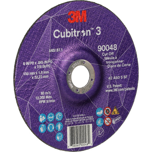 Cubitron 3 Cut-Off Wheel, 6" x 0.045", 7/8" Arbor, Type T27, Ceramic, 10200 RPM D. Morneault & Fils