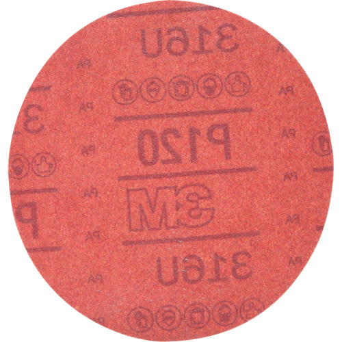 Hookit Red Abrasive Disc 316U, 01224, 6" Dia., P120 Grit, Aluminum Oxide, A D. Morneault & Fils