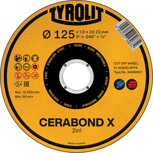 Cerabond X Cut-Off Wheel, 5" x 0.04", 7/8" Arbor, Ceramic D. Morneault & Fils
