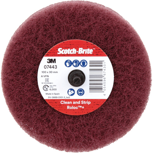Roue de ponçage &agrave; usage g&eacute;n&eacute;ral Scotch-Brite Roloc Plus, 4" dia. D. Morneault & Fils