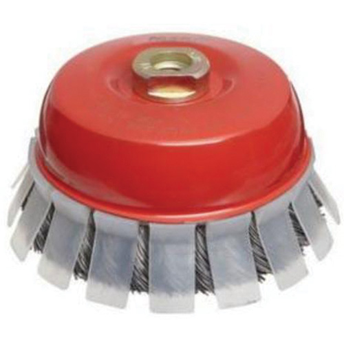 Brosse-boisseau &agrave; fils nou&eacute;s avec protecteur, 2-3/4" dia. x 5/8"-11 arbre D. Morneault & Fils