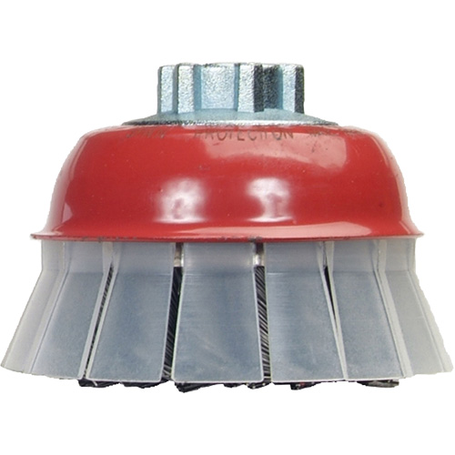 Brosse-boisseau &agrave; fils nou&eacute;s avec protecteur, 5" dia. x 5/8"-11 arbre D. Morneault & Fils