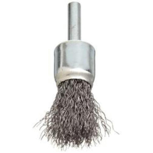 Stem Mounted Crimped Wire Brush, 3/4", 0.006" Fill, 1/4" Shank D. Morneault & Fils