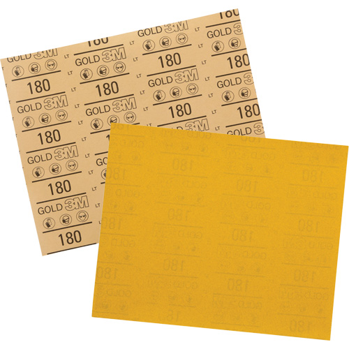 Feuille abrasive dor&eacute;e 12545, 9" x 11", Grain 180, Oxyde d'aluminium D. Morneault & Fils