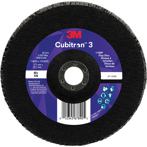 Cubitron 3 Conical  Flap Disc 1169F, 7" x 7/8", Type T29, 40+ Grit, Ceramic D. Morneault & Fils