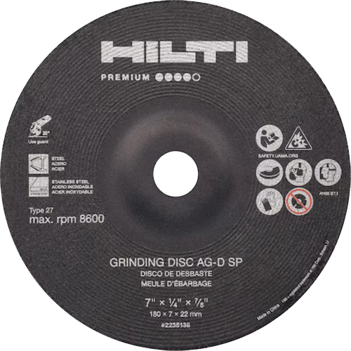 AG-D SP Premium Grinding Wheels, 5" x 1/4", 7/8" Arbor, Zirconium, Type 27 D. Morneault & Fils
