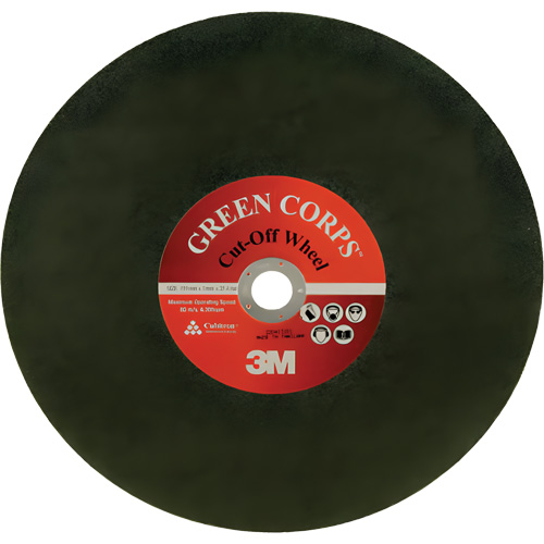Green Corps Cut Off Wheel, 13-9/10" x 0.118", 1" Arbor, Ceramic, 20000 RPM D. Morneault & Fils