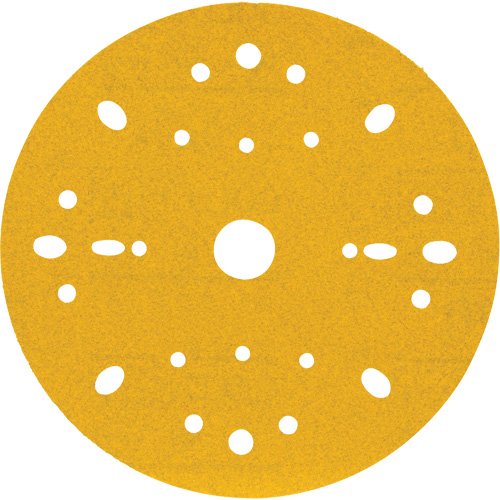 Hookit Gold Abrasive Disc, 6" Dia., 180 Grit, Aluminum Oxide, C-Weight D. Morneault & Fils