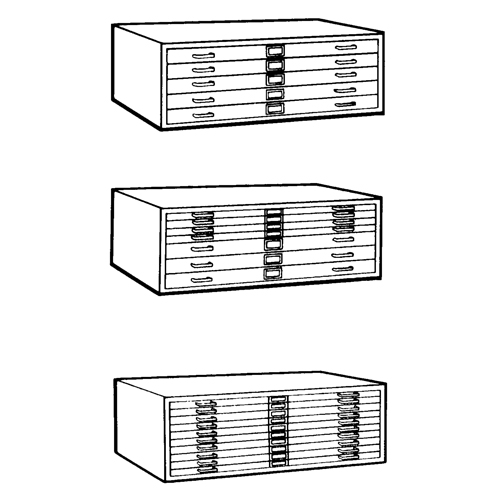 Steel Plan Files, 5 Drawers, 40-3/8" W x 29-3/8" D x 16-1/2" H D. Morneault & Fils