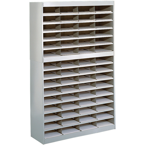 Casiers pour documentation &agrave; service intensif, Stationnaire, 60 fentes, Acier, 37-1/2" la x 12-3/4" p x 60" h D. Morneault & Fils