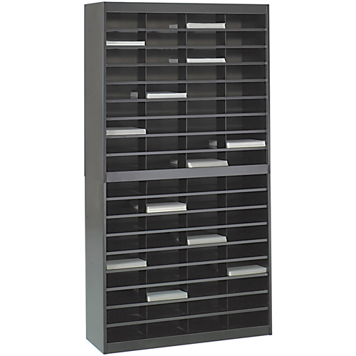 Casiers pour documentation &agrave; service intensif, Stationnaire, 72 fentes, Acier, 37-1/2" la x 12-3/4" p x 71" h D. Morneault & Fils