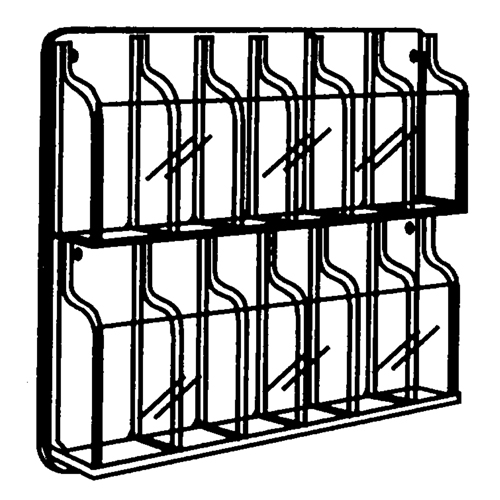 Literature Displays, Wall Mount, 9 Slots, Plastic, 30" W x 2" D x 36-7/8" H D. Morneault & Fils