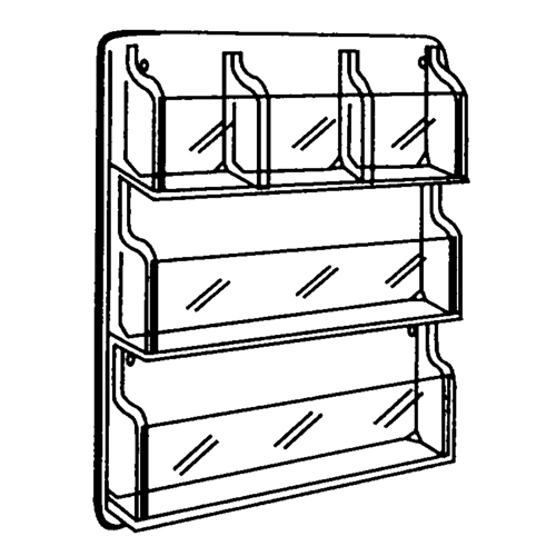 Literature Displays, Wall Mount, 9 Slots, Plastic, 30" W x 2" D x 36-7/8" H D. Morneault & Fils