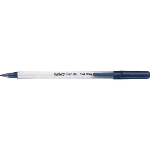 Bic&reg; Round Stic Ball Point Pen, Blue, 1 mm D. Morneault & Fils