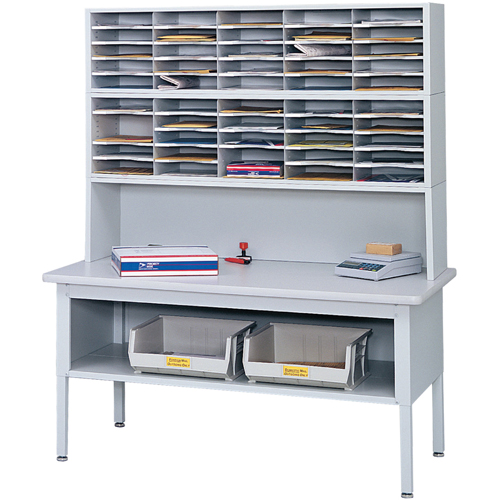 Mobilier E-Z Sort pour la salle du courrier- Tables de tri avec tablette-Dessus de table, 60" la x 28" p x 36" h, Stratifi&eacute; D. Morneault & Fils