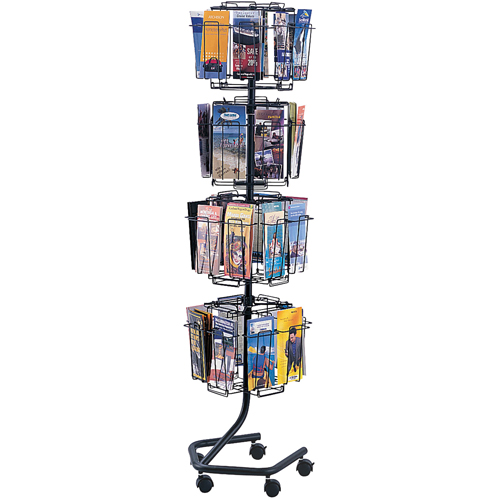 Literature Display Racks - Rotary Floor Displays, Rotating, 32 Slots, Wire Mesh, 15" W x 15" D x 60" H D. Morneault & Fils