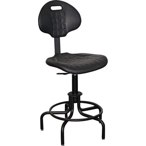 6000 Series Stool with Back, Stationary, Adjustable, 24" - 29", Polyurethane Seat, Black D. Morneault & Fils