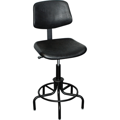 Tabouret avec dossier de s&eacute;rie 6000, Stationnaire, Ajustable, , Polyur&eacute;thane Si&egrave;ge, Noir D. Morneault & Fils
