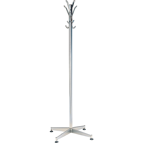 Coat Tree, 60" H, Steel, Chrome, 8 Hook(s) D. Morneault & Fils
