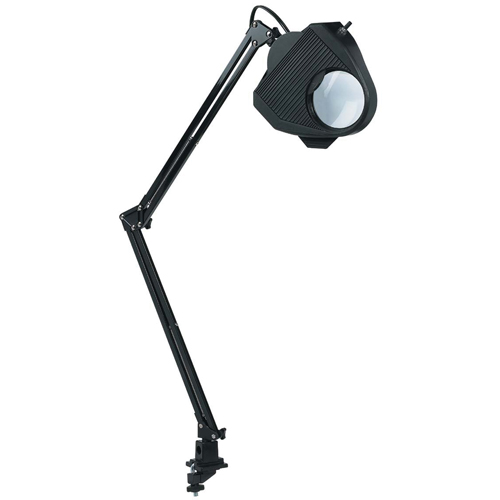 Lampe de travail avec loupe, 60 W, Fluorescent/Incandescente/DEL, Pince, Col 40", Noir D. Morneault & Fils