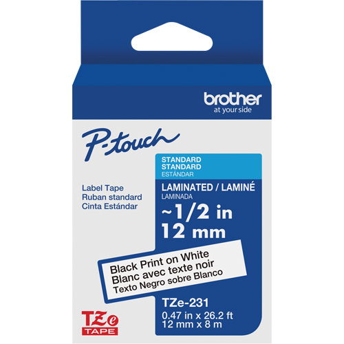 Tze Tape Cartridges, 12 mm x 26-1/4', Black on White D. Morneault & Fils