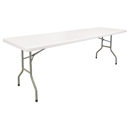 Table pliante, Rectangulaire, 96" l x 30" la, Poly&eacute;thyl&egrave;ne, Blanc D. Morneault & Fils