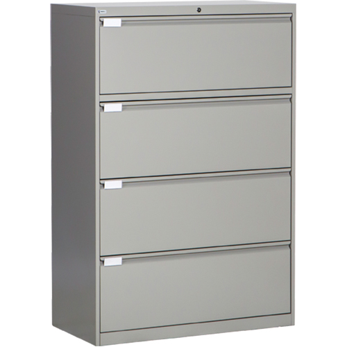 Lateral Filing Cabinet, Steel, 4 Drawers, 36" W x 18" D x 53-3/8" H, Grey D. Morneault & Fils