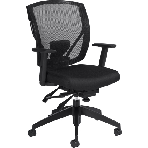 Multi-Tilter Arm Chairs, Fabric, Black, 300 lbs. Capacity D. Morneault & Fils