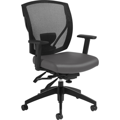 Multi-Tilter Arm Chairs, Vinyl, Charcoal, 300 lbs. Capacity D. Morneault & Fils