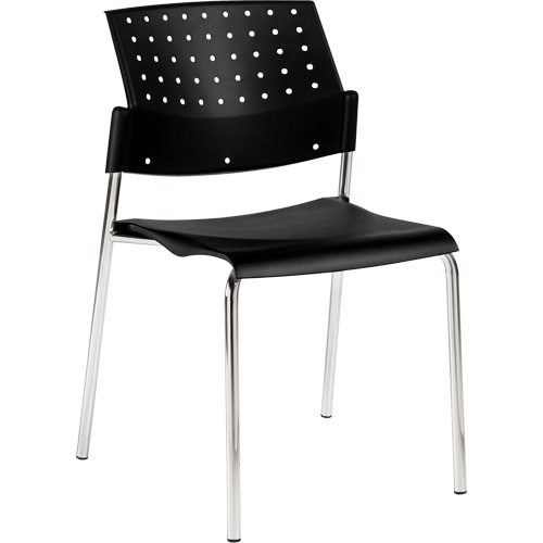 Chaise sans accoudoirs empilables, Plastique, Hauteur 33", Capacit&eacute; 300 lb, Noir D. Morneault & Fils
