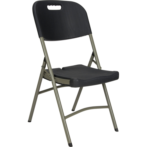 Folding Chair, Polyethylene, Black, 350 lbs. Weight Capacity D. Morneault & Fils