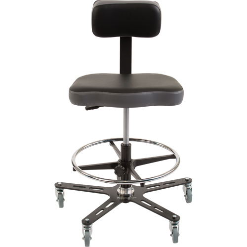 TF160 Industrial Grade Ergonomic Chair, Mobile, Adjustable, 20-1/2" - 28-1/2", Vinyl Seat, Black/Grey D. Morneault & Fils