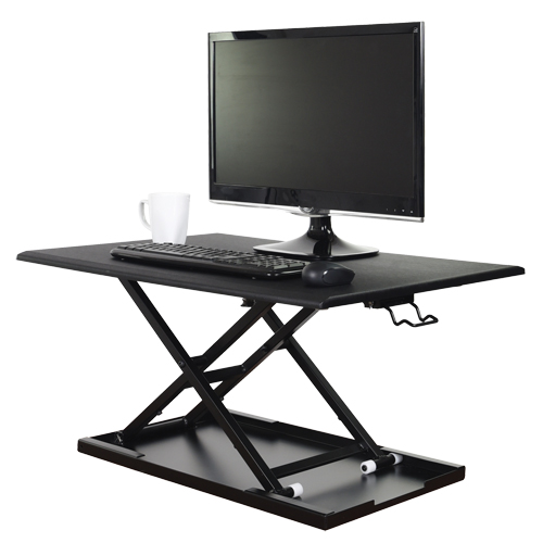 Adjustable Stand-Up Desk, Desktop Unit, 15-3/4" H x 31-1/2" W x 22-1/2" D, Black D. Morneault & Fils