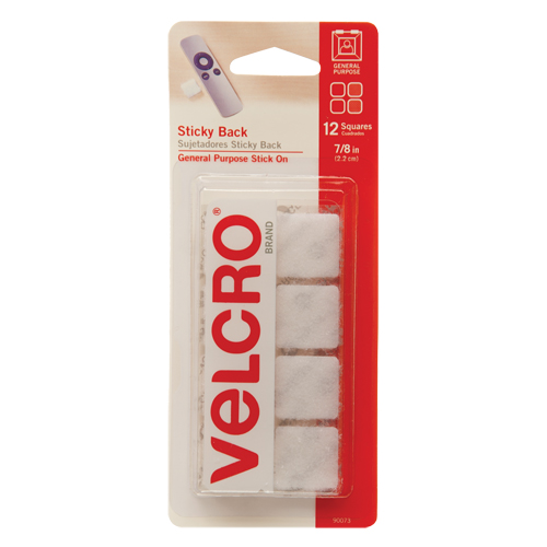 Fastener Squares, Hook & Loop, 7/8" Dia., Adhesive, White D. Morneault & Fils